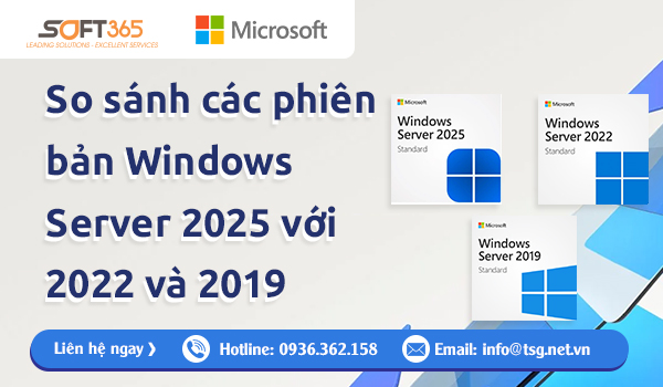 SO SÁNH CÁC PHIÊN BẢN WINDOWS SERVER 2025 VỚI WINDOWS SERVER 2022, 2019